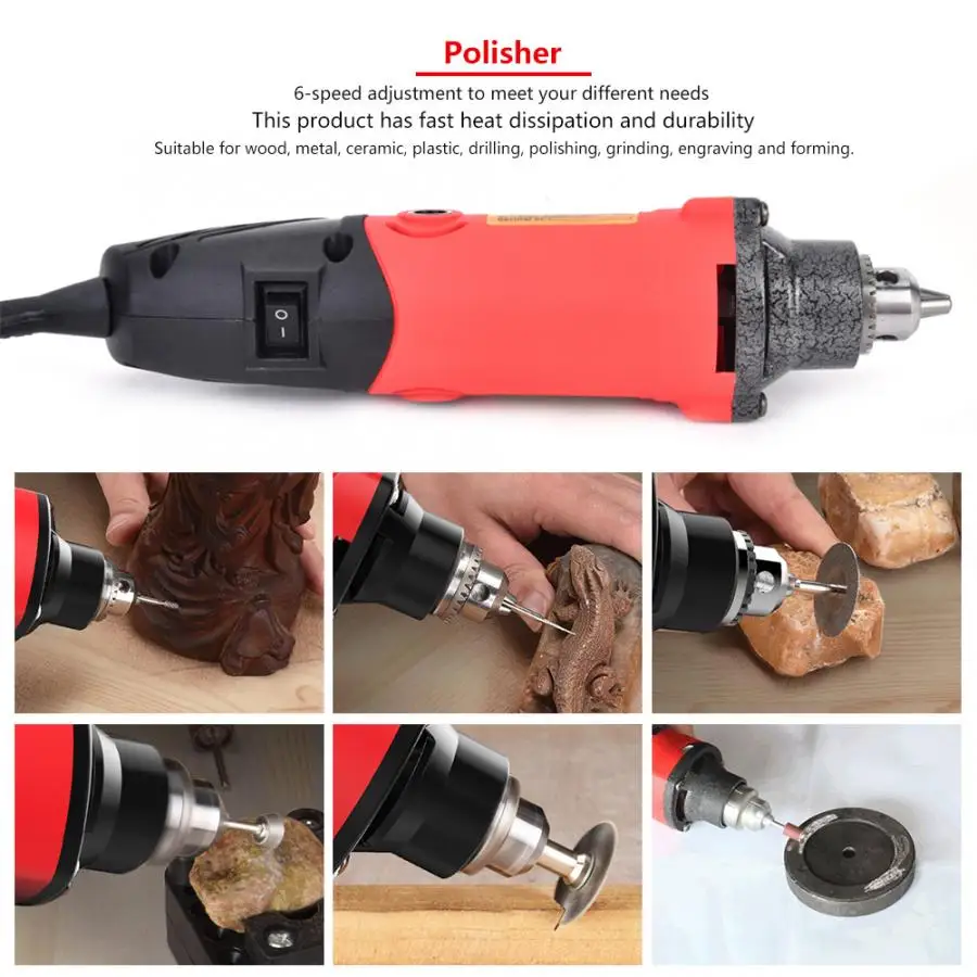 Электрический шлифовальный набор Красный 6 с переменной скоростью металлический