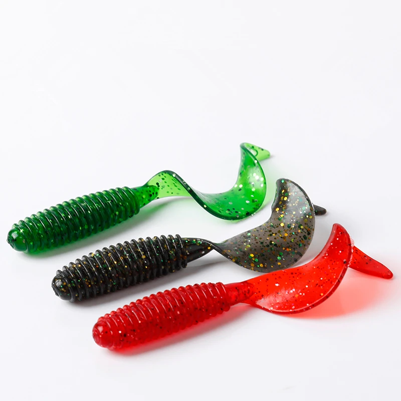 

50Pcs51Curly Worms Soft Bait 50Mm 1.2g Jig Wobblers Fishing Lure Shrimp Smell Silicone Artificial Baits Carp Bass Lures Tackle