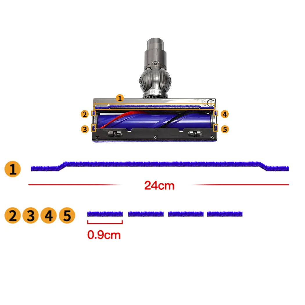 

5Pc/Set Soft Fur Strips For Dyson V6 V7 Vacuum Cleaner Spare Parts Sweeper Cleaning Plush Strip Replacement