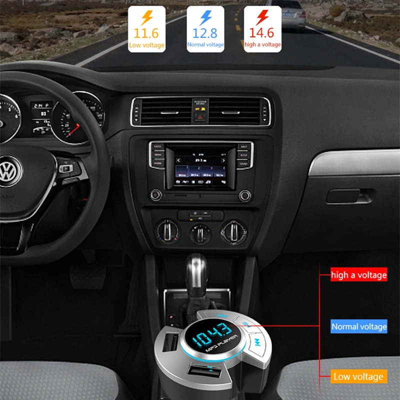 Автомобильный Bluetooth 5 0 FM передатчик двойное USB быстрое зарядное устройство авто