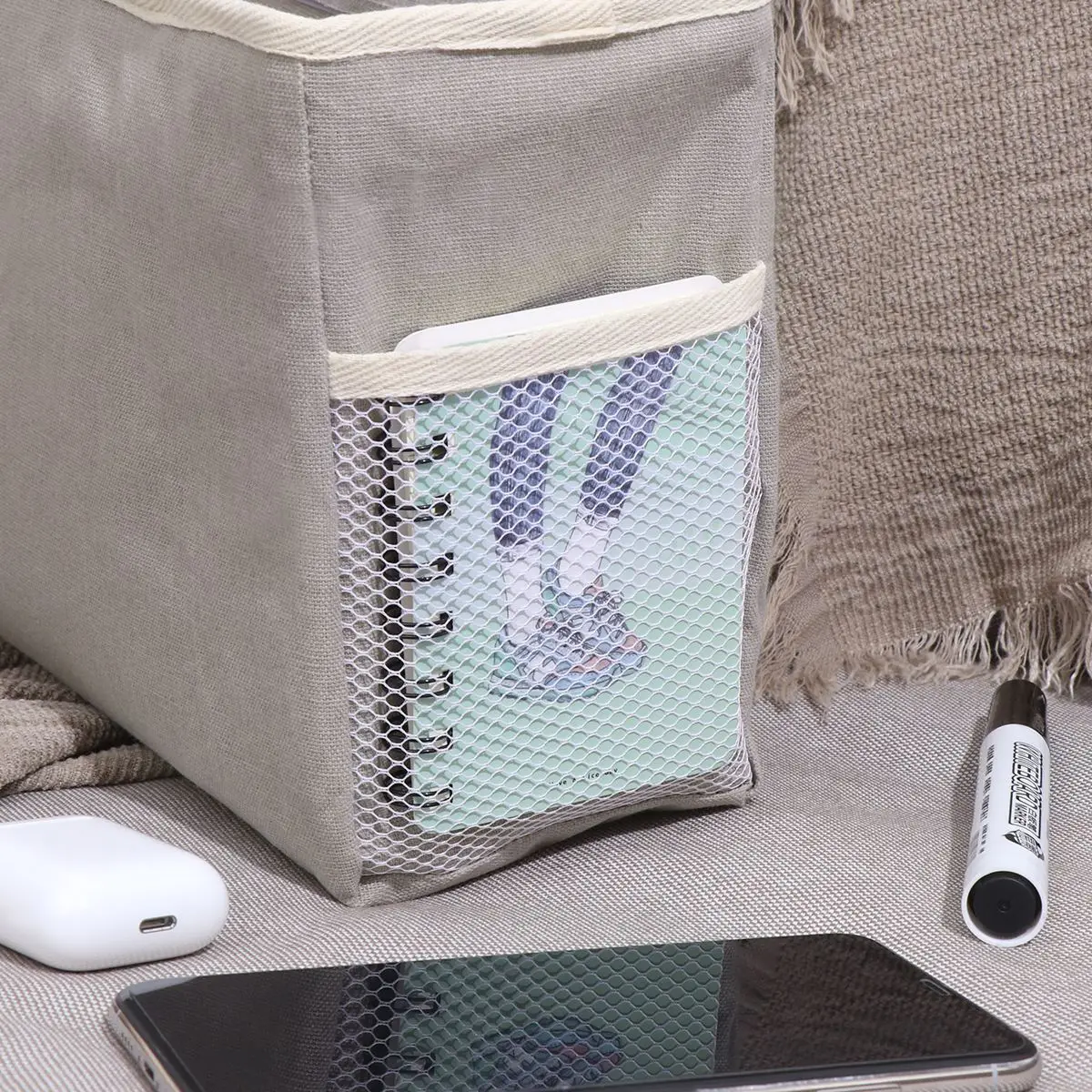 OUNONA холст подвесной органайзер прикроватный мешок для хранения Прикроватный