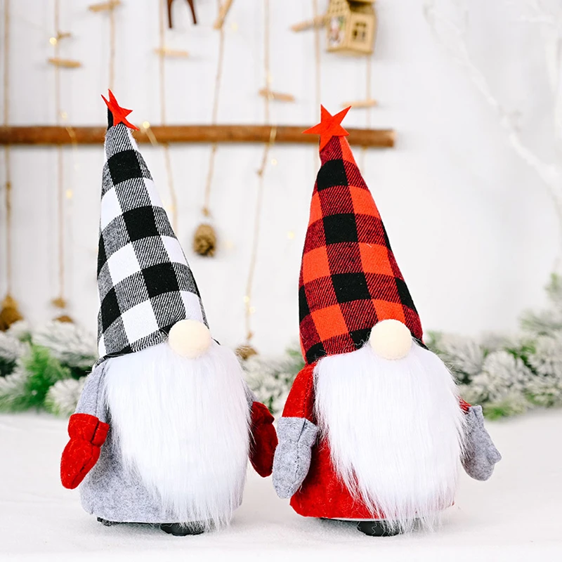 

Christmas Doll Black And White Lattice Faceless Old Man Doll Ornaments Merry Christmas Christmas Decorations For Home Navidad