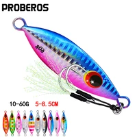 proberos big jig fishing lure weights 10g 60g fishing saltwater lures metal bass jig isca artificial bait glitter holographic