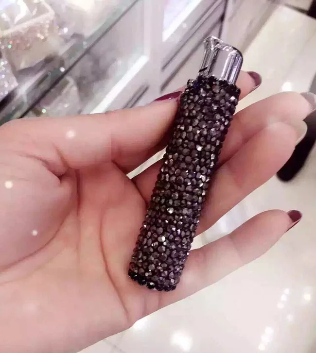 Personality Women diamonds Jet Butane Cigarette Lighter Gas Ultra-thin inflatable lighter Beautiful Cigar | Дом и сад