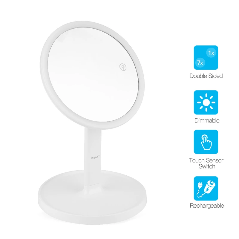 

CkeyiN 60 Beads LED Light Double Sided Cosmetic Mirror Touch Sensor 1X7X Magnification Makeup Mirror Rechargeable Vanity Mirror