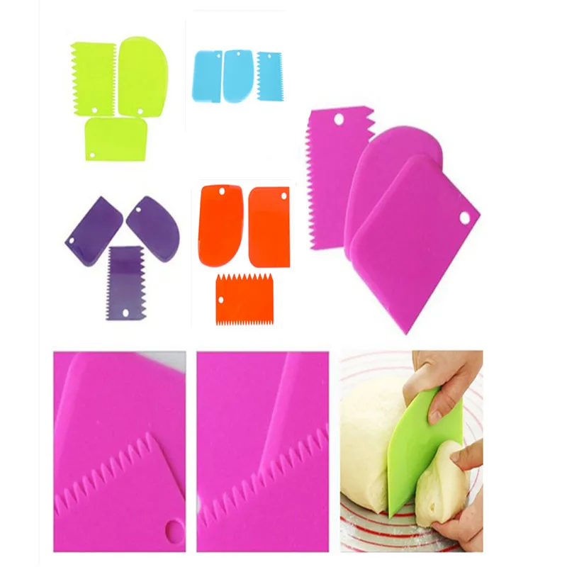 3 шт./лот цветной ровный шпатель для крема инструменты выпечки скребок теста
