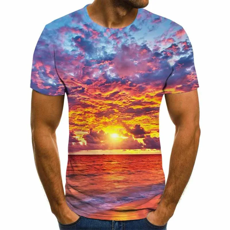 

2021 New Men 3D T-shirt Casual Short Sleeve O-Neck Fashion Nature Printed t shirt Men Tees