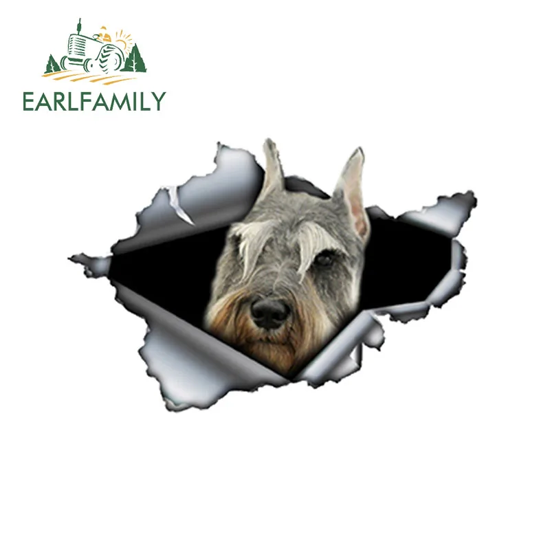 

EARLFAMILY 13 см x 8,7 см, серая Автомобильная наклейка шнауцера, рваная металлическая наклейка, Светоотражающая наклейка s, милый питомец, собака, автомобильный Стайлинг, водонепроницаемый 3D