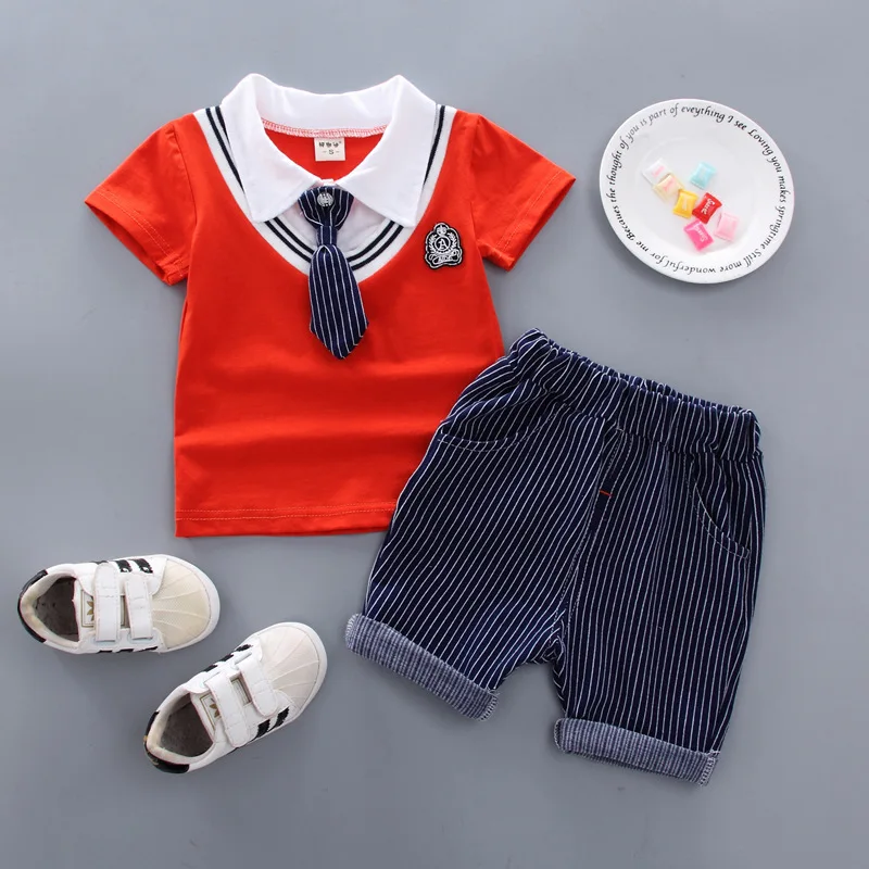 Одежда для маленьких мальчиков модное платье с круглым вырезом шеи однотонные