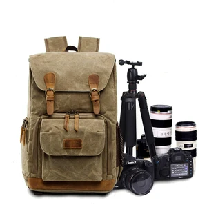 vintage waterproof canvas dslr backpack outdoor travel men women photography shoulder camera bag large camera photo lens bag free global shipping