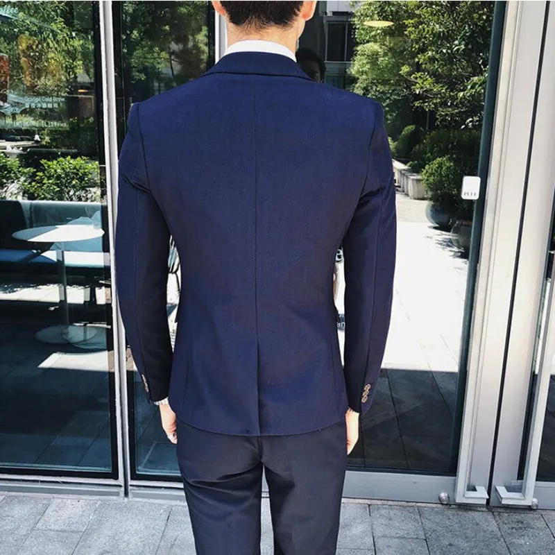 (Куртки + жилет брюки) 2019 премиум бренд мода мужская из чистого хлопка бизнес