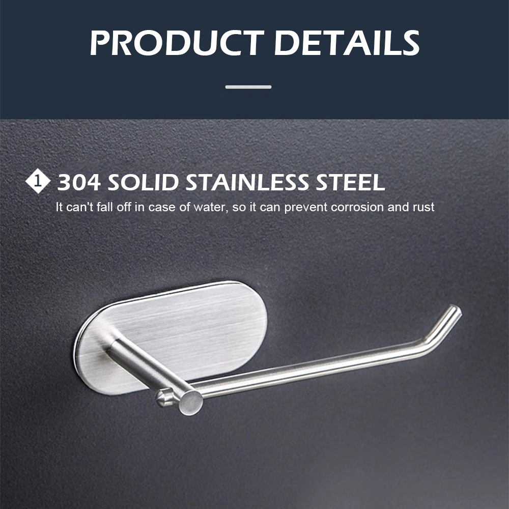 

Punch-free Self-adhesive Toilet Paper Holder Stainless Steel Towel Rack Rag Holder Roll Paper Hanging Shelf For Kitchen Bathroom