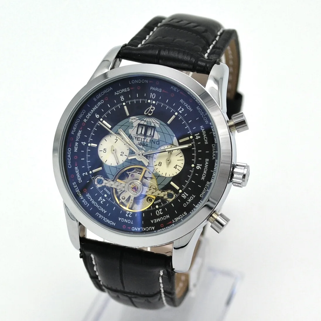 

New creative watch student explosion five-needle calendar tourbillon men's watch automatic mechanical watch belt watch