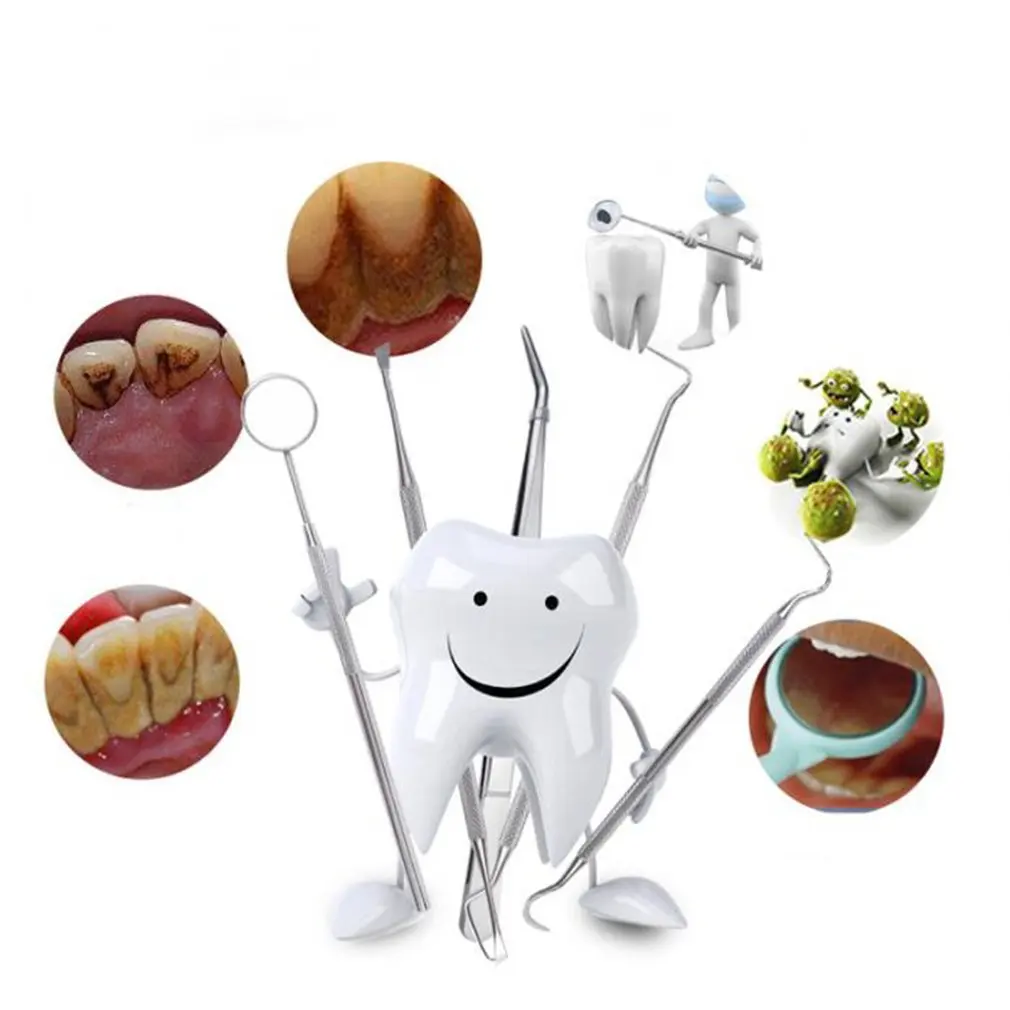 

4pcs Dentist Oral Care Tooth Cleaning Tools Dental Mirror Sickle Tartar Scaler Teeth Pick Spatula Dental Equipment Oral Care