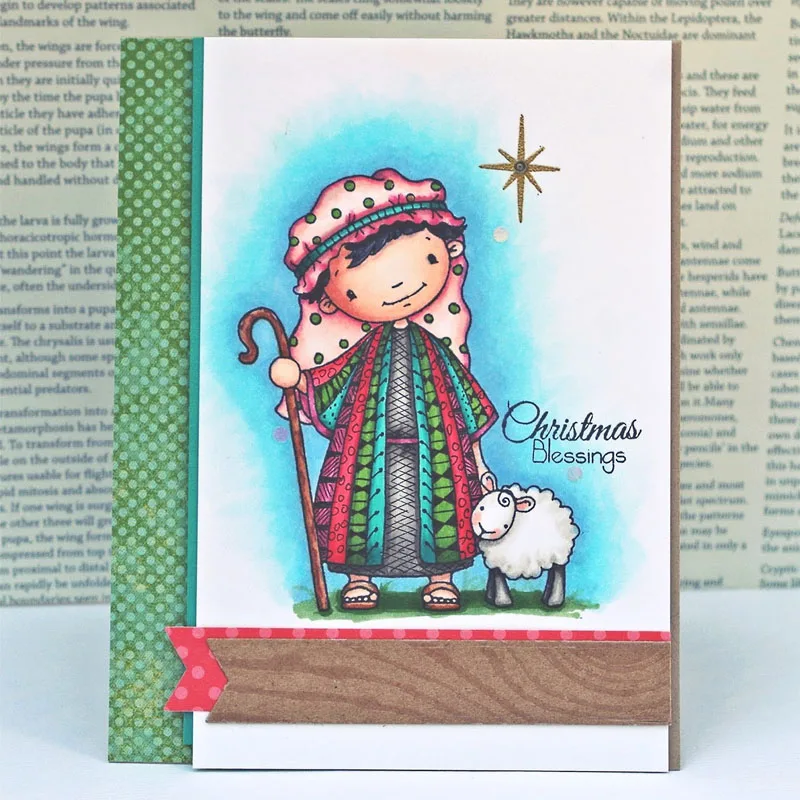 Сельская овчарка девочка овца Рождество благословение письмо металлические