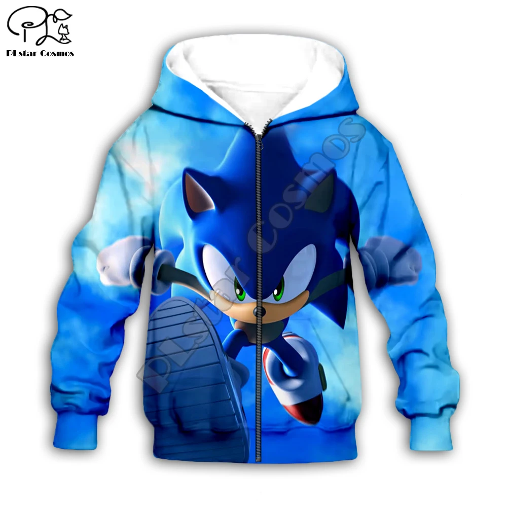 Family shirts Anime Super Sonic 3d Hoodies Children zipper coat Long Sleeve Pullover Cartoon Sweatshirt set suit Hooded/pants | Мать и