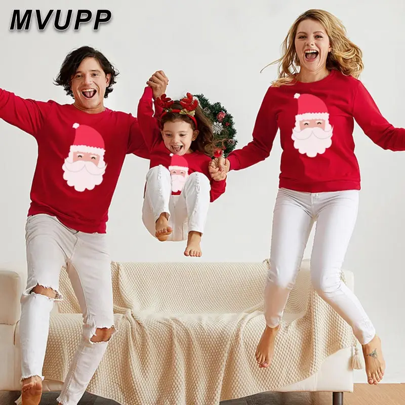 Рождественские одинаковые комплекты для семьи с Санта Клаусом Забавный принт