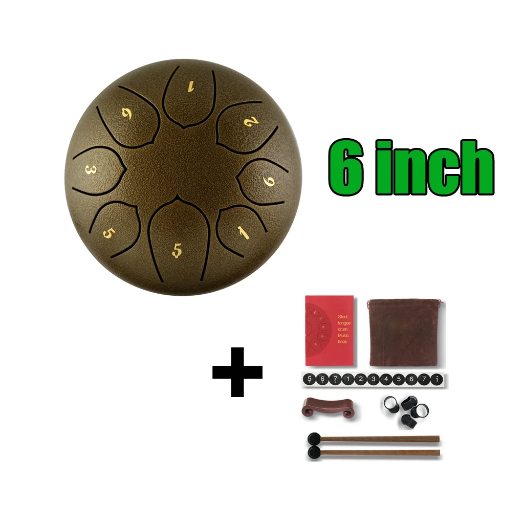 6 дюймов Сталь язык барабан C-ключ 8 Примечания Handpan барабана для начинающих