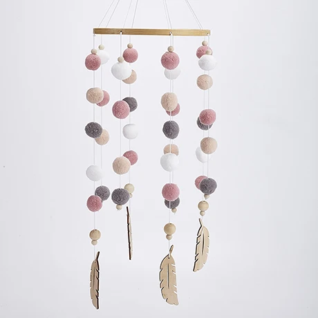 Peachy series Baby Toys Wooden Baby Rattles Mobile Wool Ball Wind Chimes Bell Toys For Nerbown Bed Hanging Tent Decor Nursing Baby Products - Цвет: Peachy series