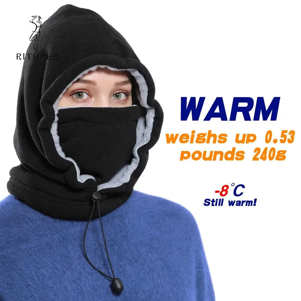 RITOPER женские ветроустойчивый сноуборд Skullies Face Beanies мужские утолщенные Балаклавы флисовые зимние шапки головной убор теплая шапка для сноубординга