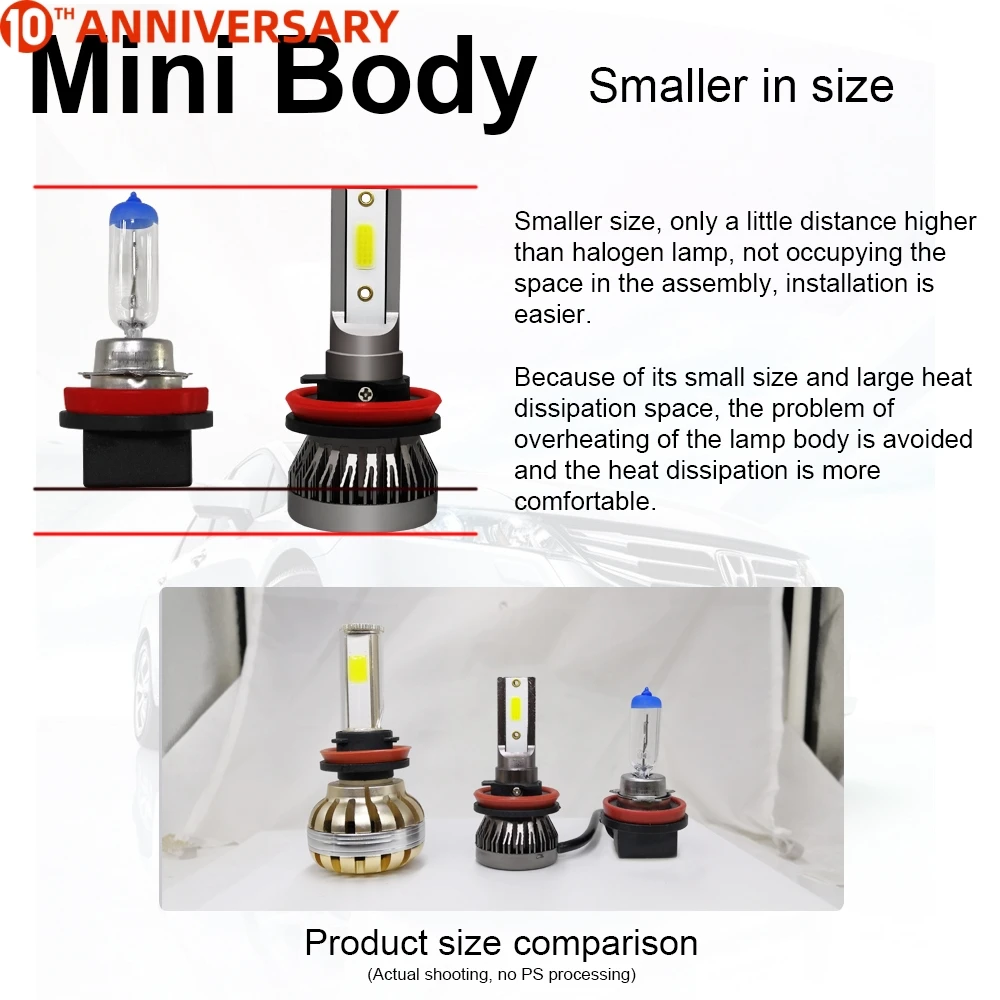 Mini1 2 шт./компл. светодиодные лампы для автомобильных фар 12 в 36 Вт h1 h4 h7 h11 9005 9006 9012