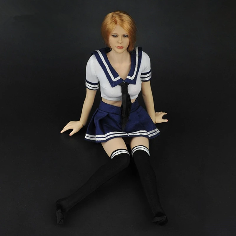 

1/6 Scale Female Sexy Sailor Shirt Skirt Stockings Set Clothing for 12" Action Figure Body Doll