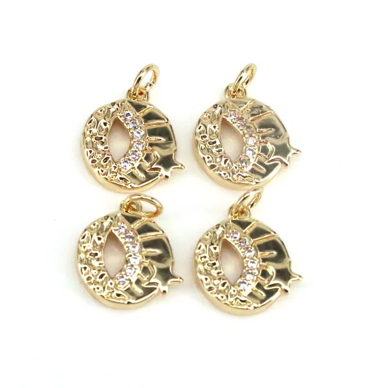 

10Pcs , Jewelry Making Gold Crystal Star Moon Charms Pendant For Women Fashion Necklace Supplies Accessory