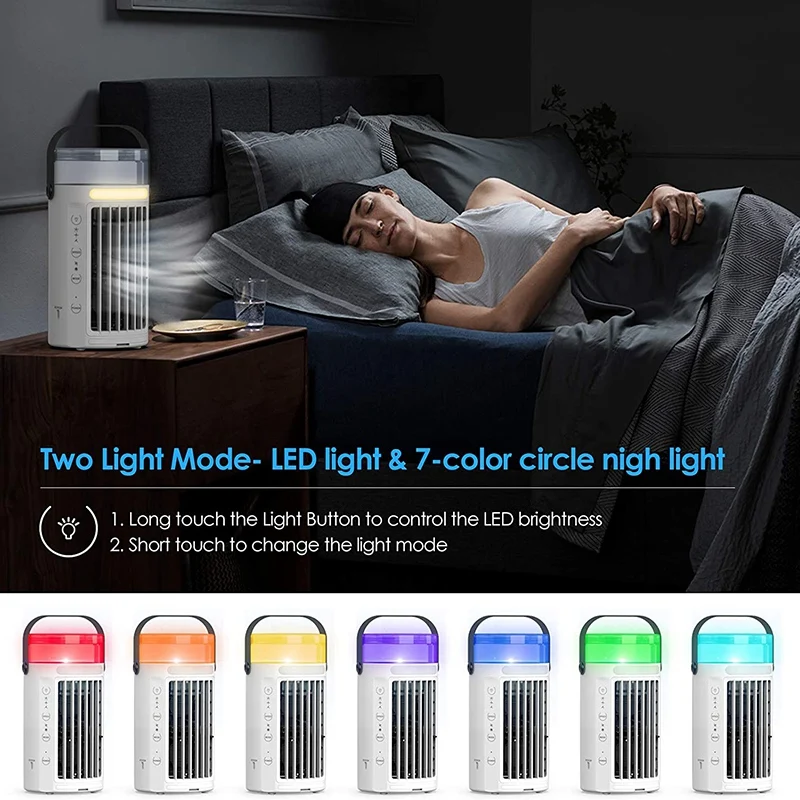 저렴한 휴대용 에어 컨디셔너 팬, 3 단 바람, 조용한 소형 에어 쿨러 데스크 미스트 AC 팬이있는 개인 증발 쿨러