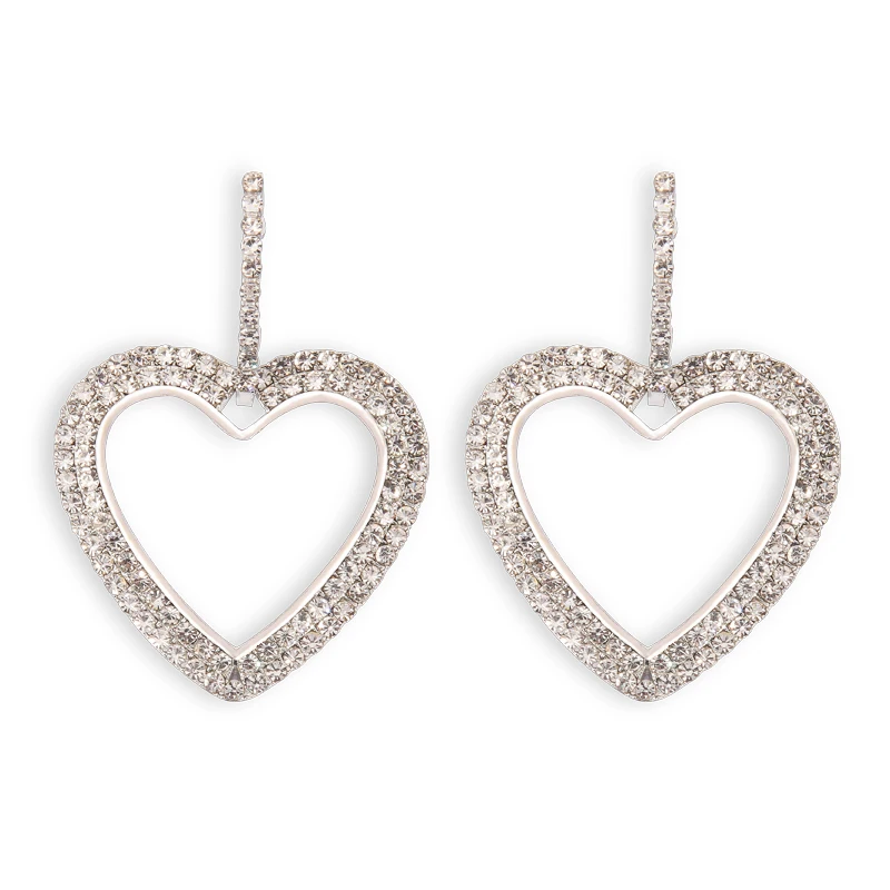 Itenice Multicolor Rhinestone Love Pendant Earrings For Women Crystal Statement Bijoux Heart Dangle Drop Earring Femme | Украшения и
