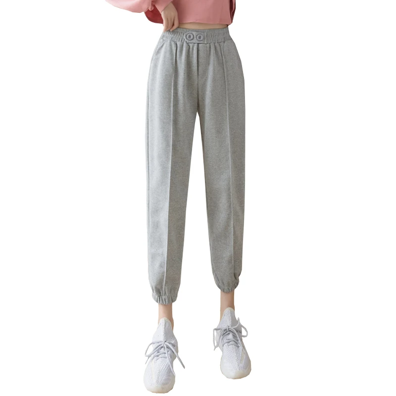 

Ankle-Tied Casual Sports Pants Female Spring and Autumn 2021 New High Waist All-Matching Pants Straight Slimming Cropped Harem