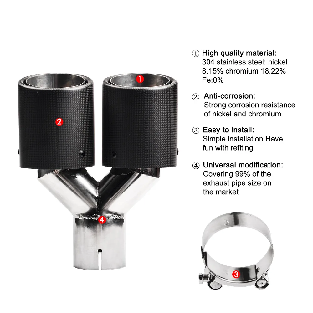 Dasbecan Автомобильная двойная выхлопная труба качающаяся кромка модель Y глушитель