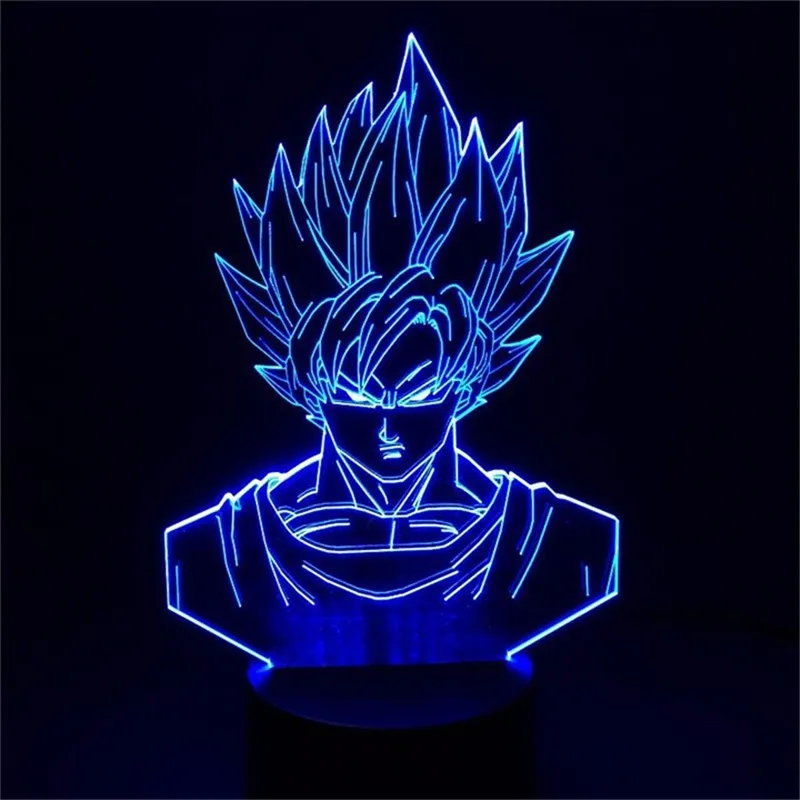 Dragon Ball Z Вегета ГОКу супер сайян, «Жемчуг дракона 3D светодиодный Ночной светильник 7 цветов сенсорный оптический Иллюзия фигурку настольная лампа украшения