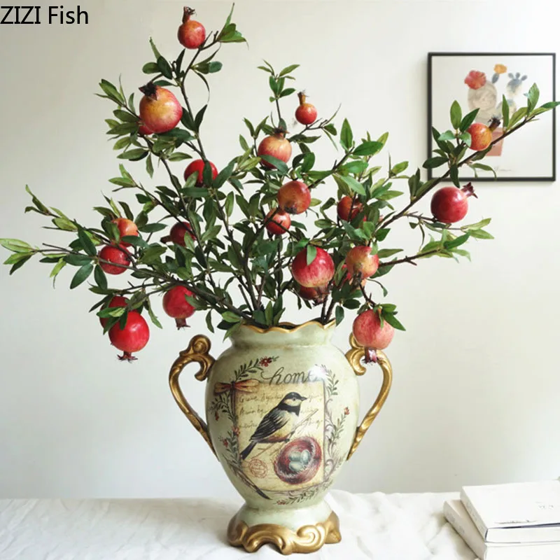 Искусственное украшение для сада 95 см цветы фрукты гранаты искусственные ветки
