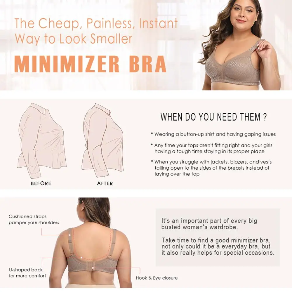 Minimizer Bra Women Plus Size Underwear Wireless BH Soutien Gorge Bralette Brassiere Mujer Ropa Interior Femme F Full Coverage
