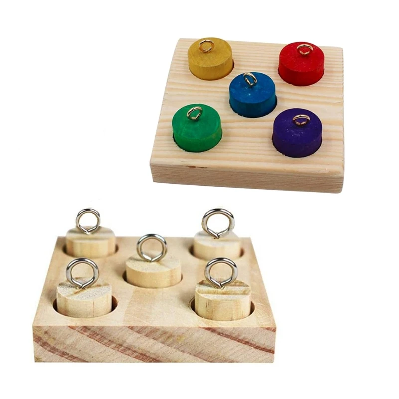 

Pet Educational Toy Parrot Interactive Training Wooden Block Birds Puzzle Supply