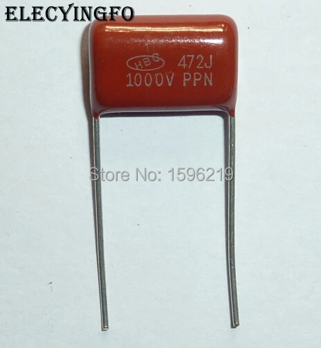 

50pcs CBB capacitor 472 1000V 472J 1KV 4700pF 4.7nF P15 CBB81 Metallized Polypropylene Film Capacitor