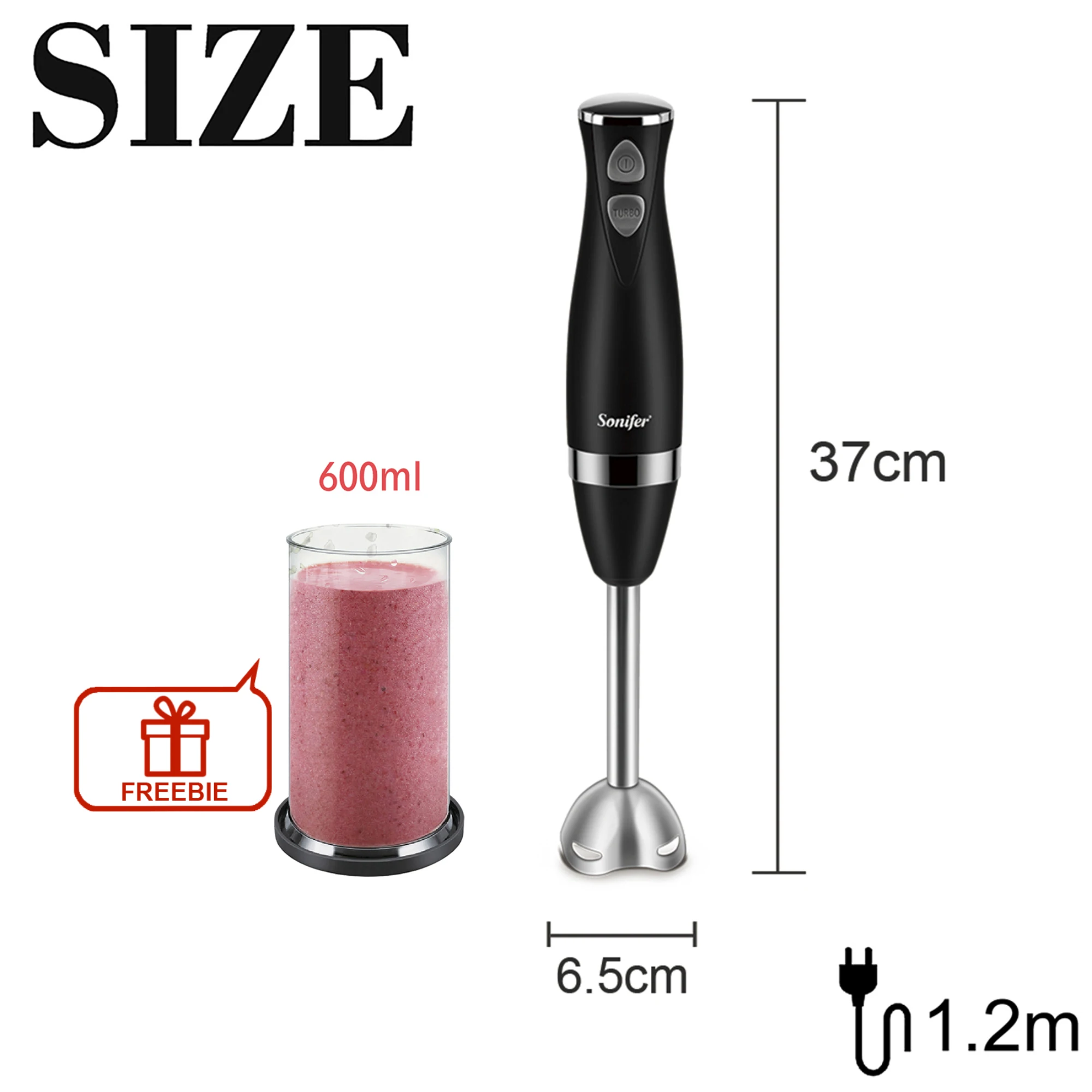 

Blender Electric Food Mixer Kitchen Detachable Hand Blender Egg Beater Vegetable Stand Blend 220V Measuring Cup 600ml Sonifer