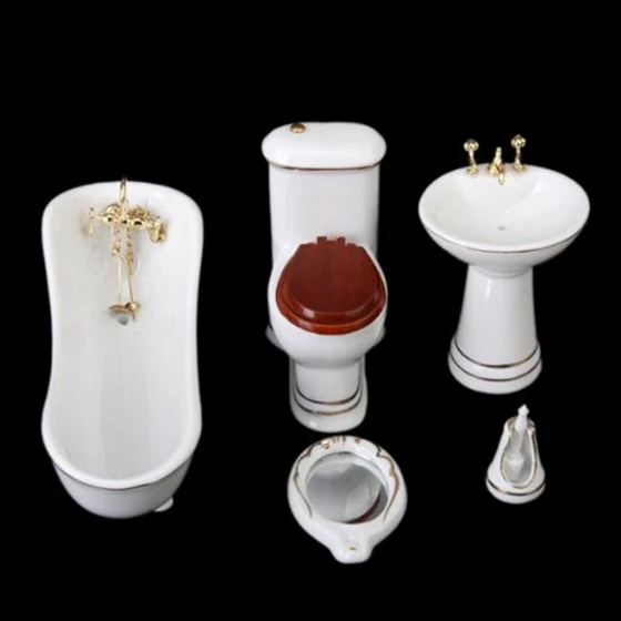 1/12 Children Doll House Bathroom Furniture Set Bath | Игрушки и хобби