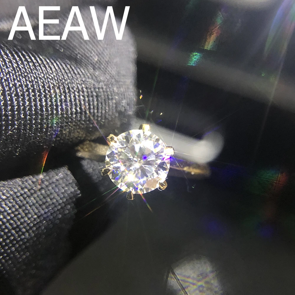 100% 18K 750Au золото 1ct Moissanite обручальное кольцо с бриллиантом D Цвет VVS этническим