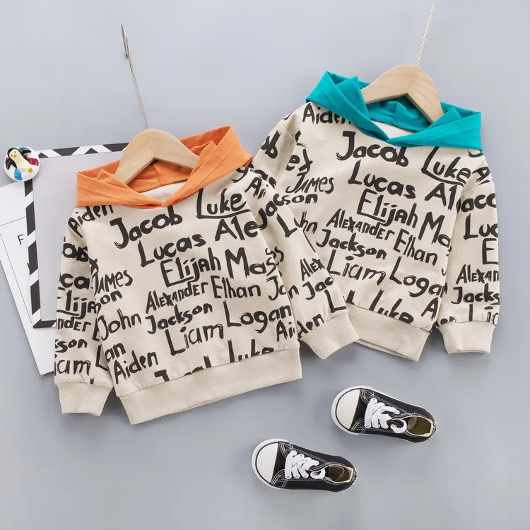 

Fashion Spring Autumn Baby Clothes Infant AUTUMN Letter Blouse Kid Hoodies Tops Boys Girls Cotton Leisure Sport Hooded Hoodies