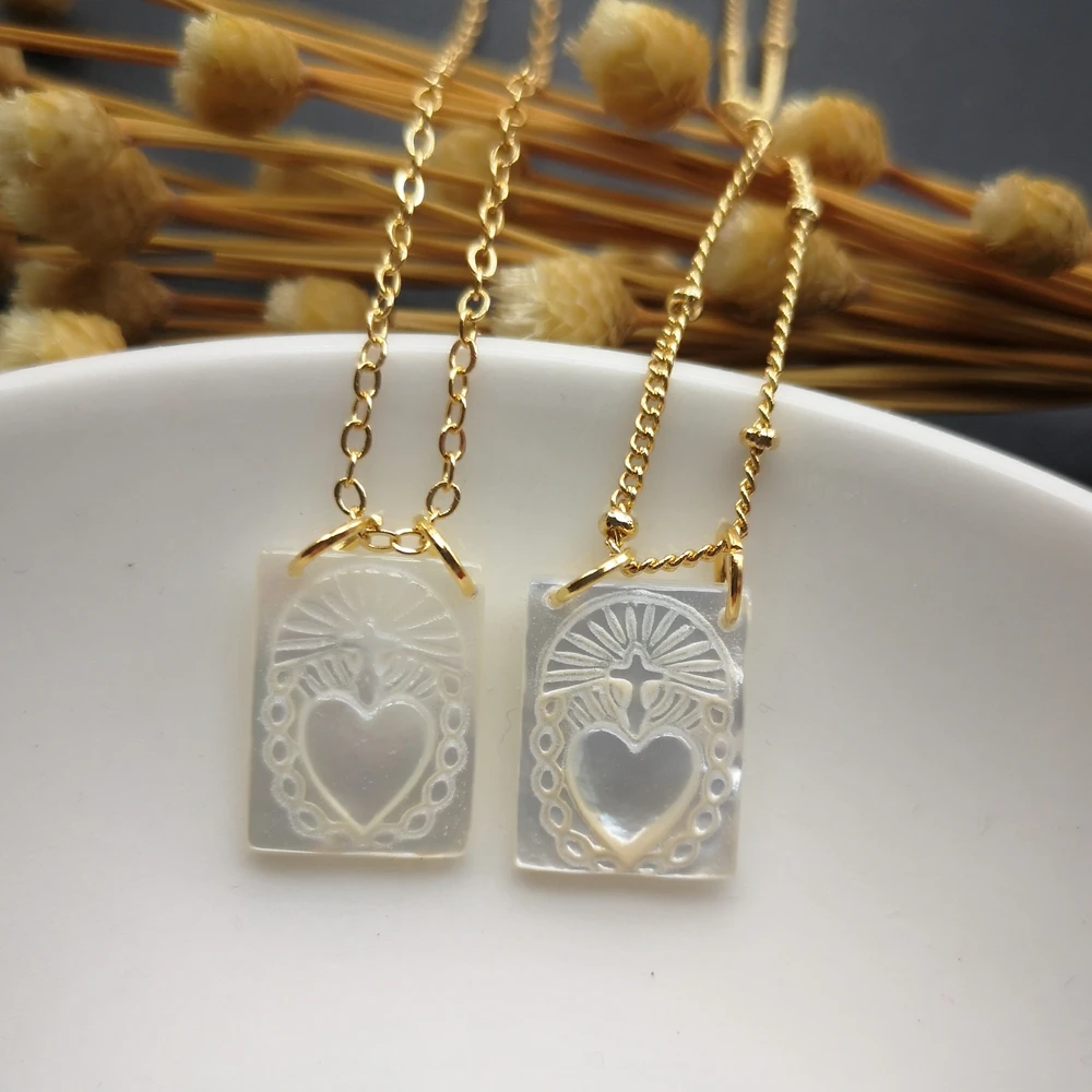 Ожерелье женское из жемчуга натуральное Священное Сердце перламутр ракушка 12 х16