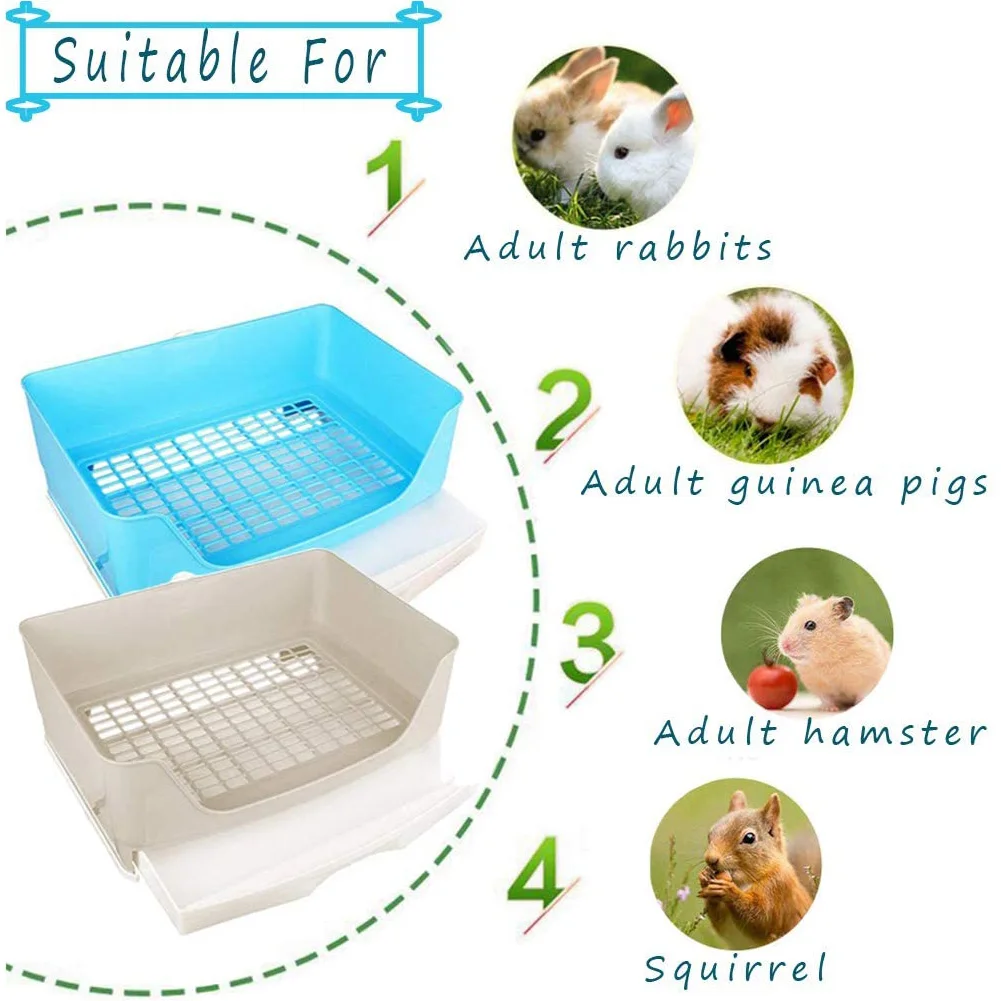 

Large Rabbit Toilet Box Trainer Potty Corner Tray Litter with Drawer Pet Pan For Adult Hamster Guinea Pig Ferret Galesaur Bunny