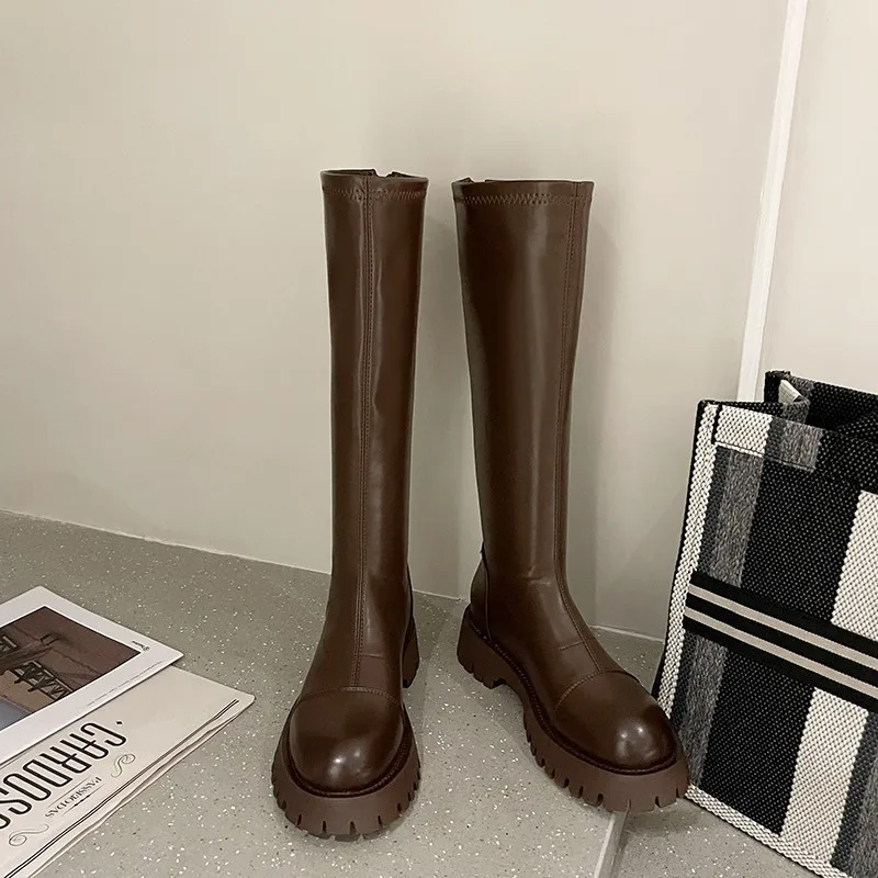 2022 New Mid-heel Knee-length Chelsea Snow Boots Winter Fashion Thick-soled Warm Women's Shoes Designer Motorcycle Boots