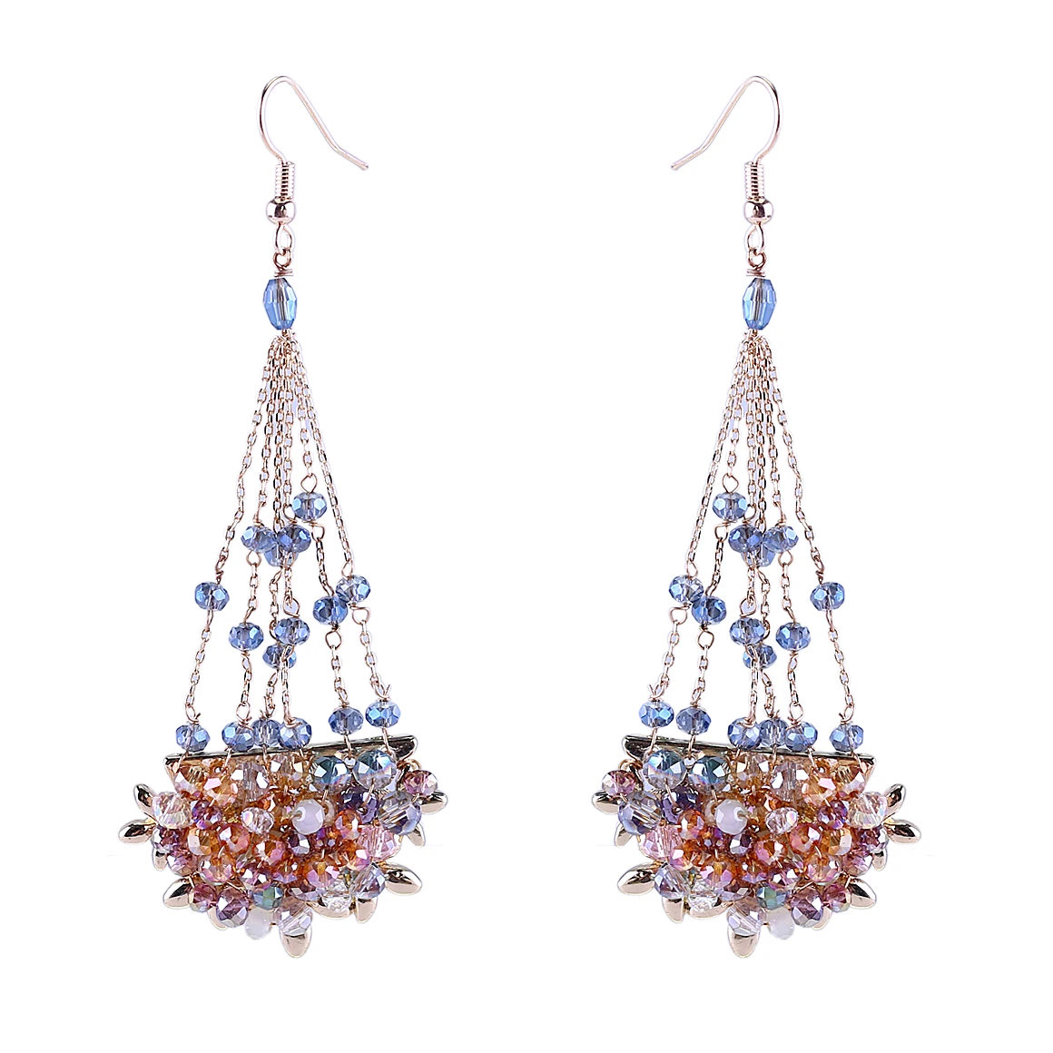 Модные серьги с кристаллами для женщин и девочек позолоченные массивные крючком