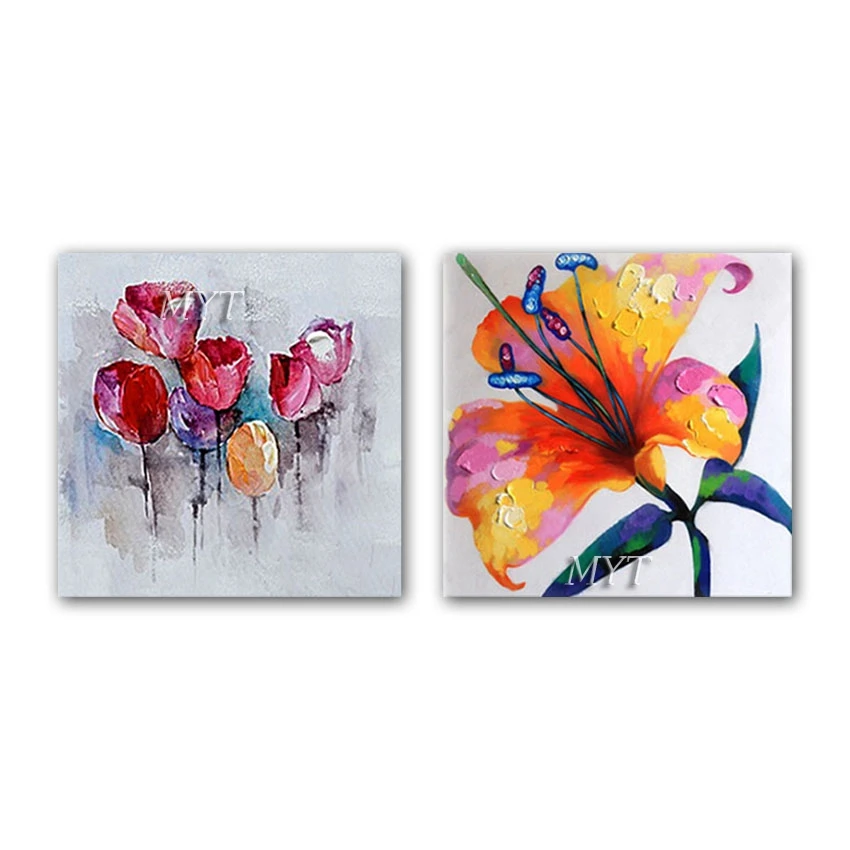 

2 Pcs Abstract Flower Art Paintings Unframed Canvas Wall Art Oil Painting Large Home Wall Decoration Hangings Picture Artwork