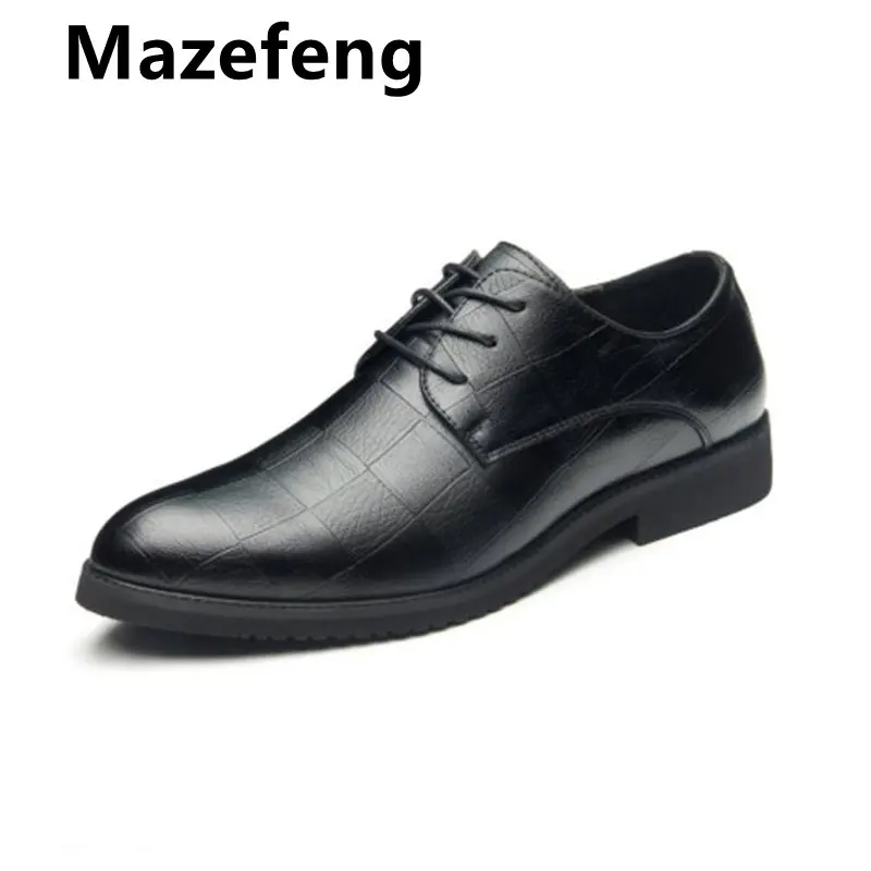 Mazefeng кожаная мужская модельная обувь Нарядная Обувь На Шнуровке Туфли оксфорды