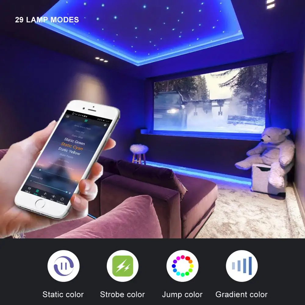 

Bluetooth Music App Control DC 5V USB 2835 LED RGB Strip lamp RGB Book light Bulb TV Lighting Ribbon desk decor tape Strings