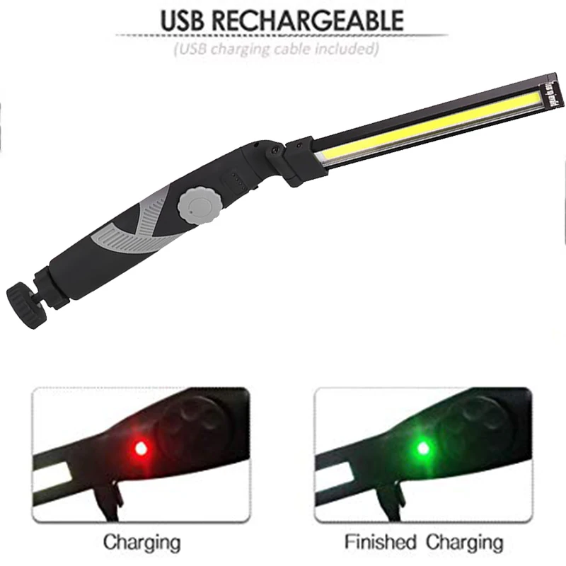 Магнитный рабочий светильник COB Светодиодная рабочая лампа с USB зарядкой фонарик
