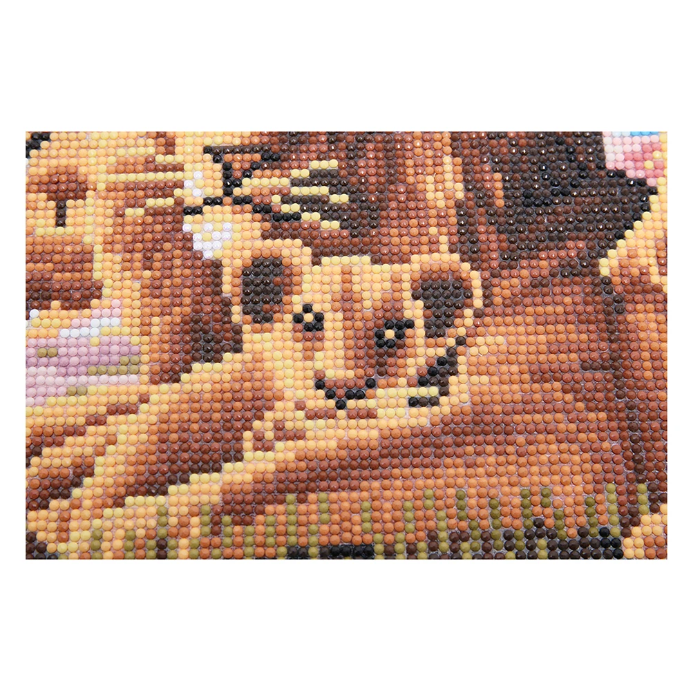 

YIBRIGHT Full Drill Round Diamond Painting Lion Family Rhinestone Picture Diamond Embroidery Animal Mosaic Home Decor 25x35 cm