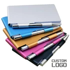 Индивидуальный Пользовательский логотип, алюминиевый блокнот, металлический внешний вид, фотообои с ручкой, деловые принадлежности можно носить вокруг